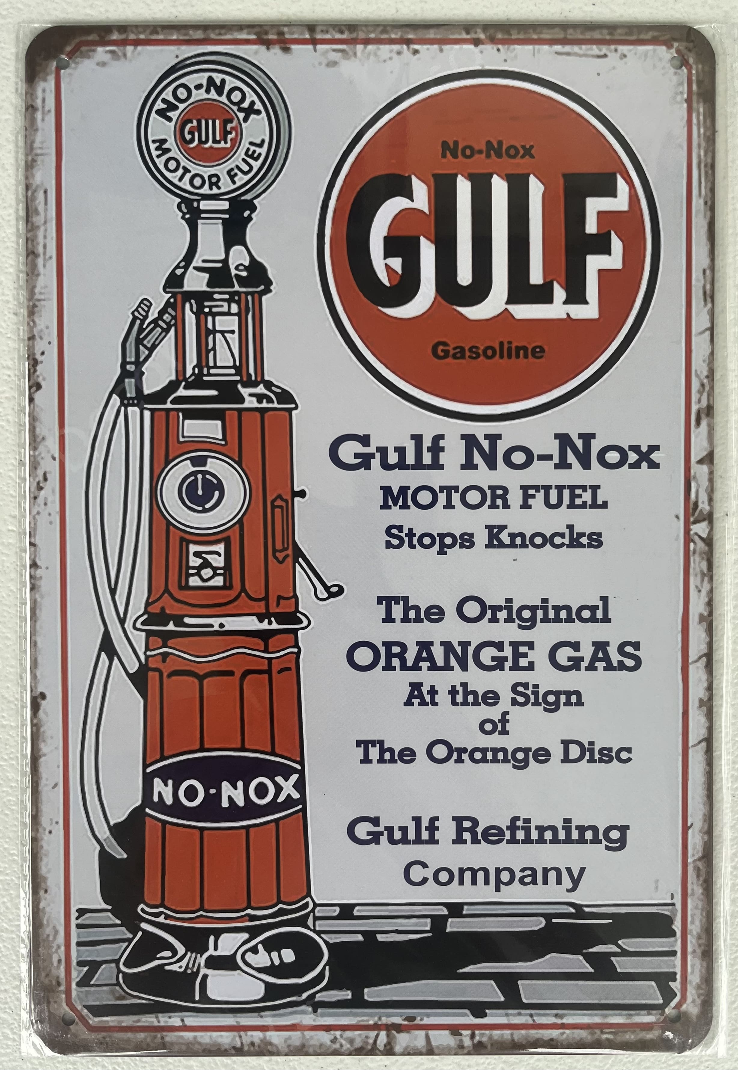 Gulf No-Nox 12x8 inch metal sign